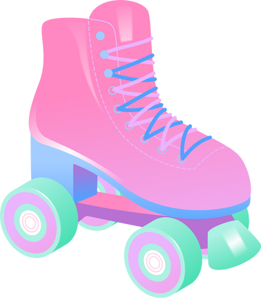 90s Aesthetic Clean Detailed Objects Four Wheel Roller Skates