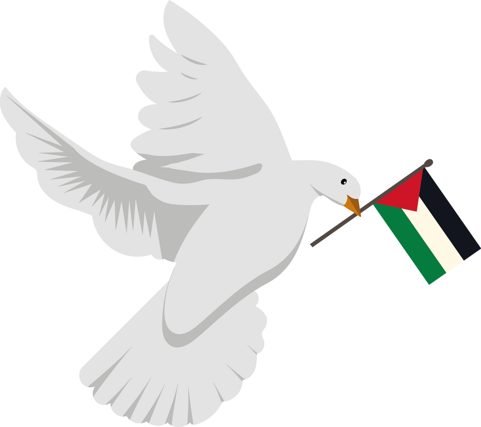 Palestine Flag with Dove Flying
